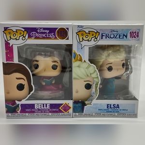 Bundle Funko Pop! Disney Princess Belle 1021 & Disney Frozen Elsa 1024